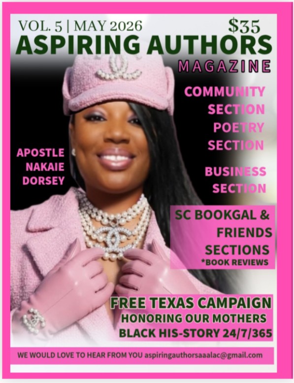 Magazine cover featuring a woman in pink hat and gloves, smiling, with text about authors and community sections.