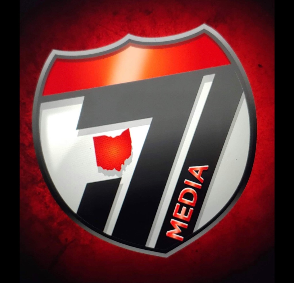 Shield-shaped logo with a red background, featuring a large number 7, the word MEDIA, and a silhouette of Ohio.