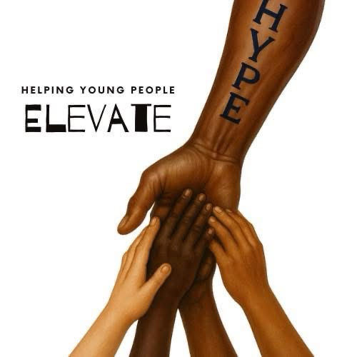 Multiple hands, including a large arm with the word 'HYPE' and a smaller hand, join together in a high-five.