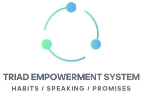Logo with three connected circles forming a triangle, text reads 'TRIAD EMPOWERMENT SYSTEM' and 'HABITS / SPEAKING / PROMISES'.