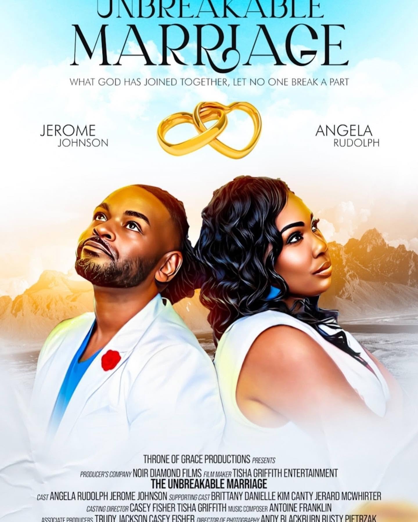 Poster for 'Unbreakable Marriage' featuring a man and woman in medical attire, with a gold wedding ring above them.