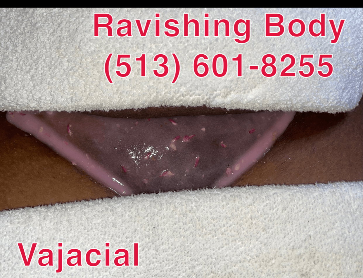 Close-up of a person's genital area with a towel and text overlay advertising a body service and contact number.
