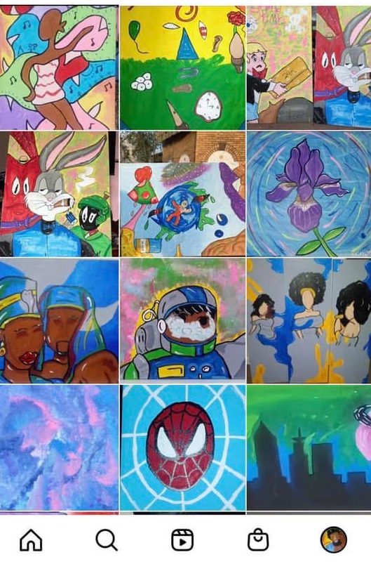 Collection of colorful animated scenes, including characters, landscapes, and abstract designs, with a variety of styles and themes.
